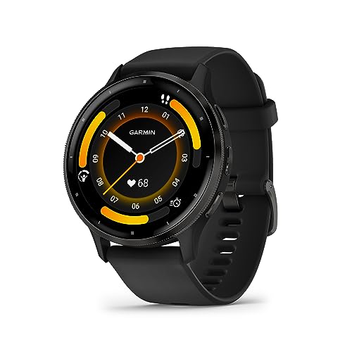 Garmin Venu 3 Slate Stainless Steel Bezel with 45mm Black Case and Silicone Band