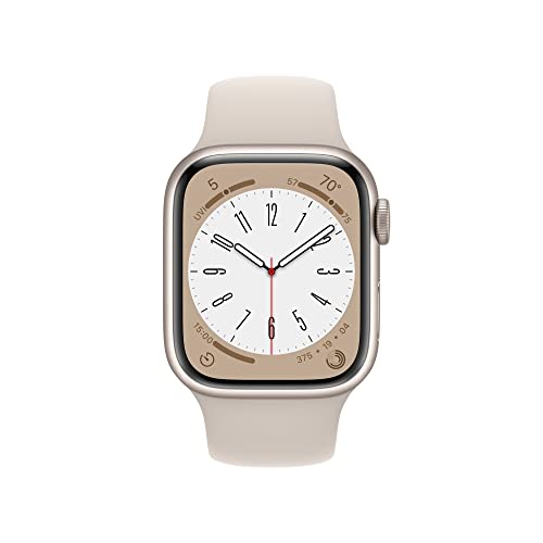 Apple Watch Series 8 [GPS + Cellular 41mm] Smart Watch w/ Starlight Aluminum Case with Starlight Sport Band - S/M.