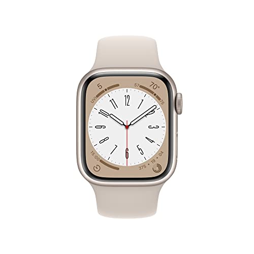 Apple Watch Series 8 [GPS 41mm] Smart Watch w/ Starlight Aluminum Case with Starlight Sport Band - M/L.