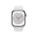 Apple Watch Series 8 [GPS 41mm] Smart Watch w/ Silver Aluminum Case with White Sport Band - S/M.