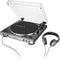 Audio-Technica AT-LP60XHP Fully Automatic Belt-Drive Turntable and Headphone Bundle, Gunmetal/Black, Hi-Fi, 2-Speed, With Intregrated 3.5 mm Headphone Jack & Volume Control