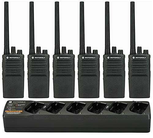 6 Motorola RMV2080 - VHF 2 Watt 8 Channel Radios & 1 Motorola PMLN6384 6 Radio Charger(Black)