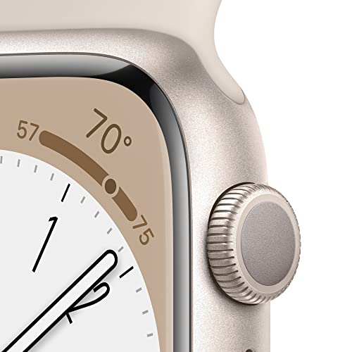 Apple Watch Series 8 [GPS 41mm] Smart Watch w/ Starlight Aluminum Case with Starlight Sport Band - S/M.