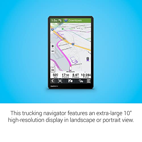 Garmin dēzl™ OTR1010, Extra-Large, Easy-to-Read 10” GPS Truck Navigator, Custom Truck Routing, High-Resolution Birdseye Satellite Imagery, Directory of Truck & Trailer Services