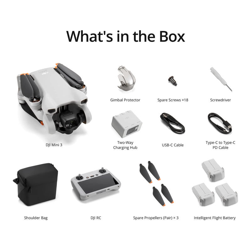 DJI Mini 3 Fly More Combo (DJI RC) - Lightweight and Foldable Mini Camera Drone