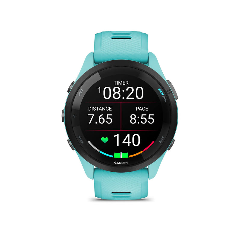 Garmin Forerunner 265 Running Smartwatch, Colorful AMOLED Display, Training Metrics and Recovery Insights, Aqua and Black