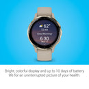 Garmin Venu 3S Soft Gold Stainless Steel Bezel with 41mm French Gray Case and Silicone Band