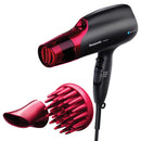Panasonic Nanoe Hair Dryer, 1875 Watt Professional Blow Dryer for Smooth, Shiny Hair with 3 Attachments Quick Dry Nozzle, Diffuser and Concentrator Nozzle - EH-NA65-K (Black/Pink), Black