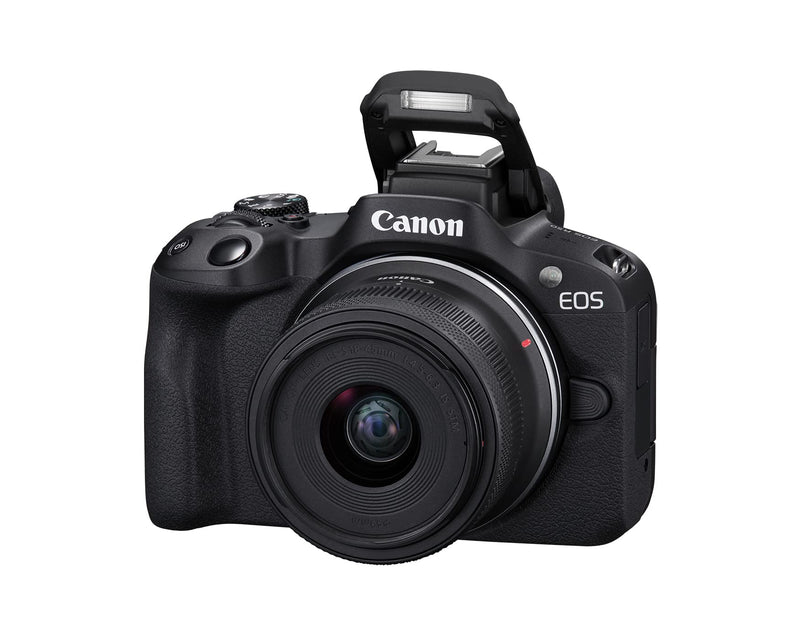 Canon EOS R50 Mirrorless Vlogging Camera Black w RF S18 45mm F4.5 6.3 is STM Lens 24.2 MP 4K Video Subject Detection Tracking Compact