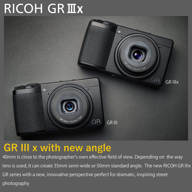 Ricoh GR IIIx, Black, Digital Compact Camera with 24MP APS-C Size