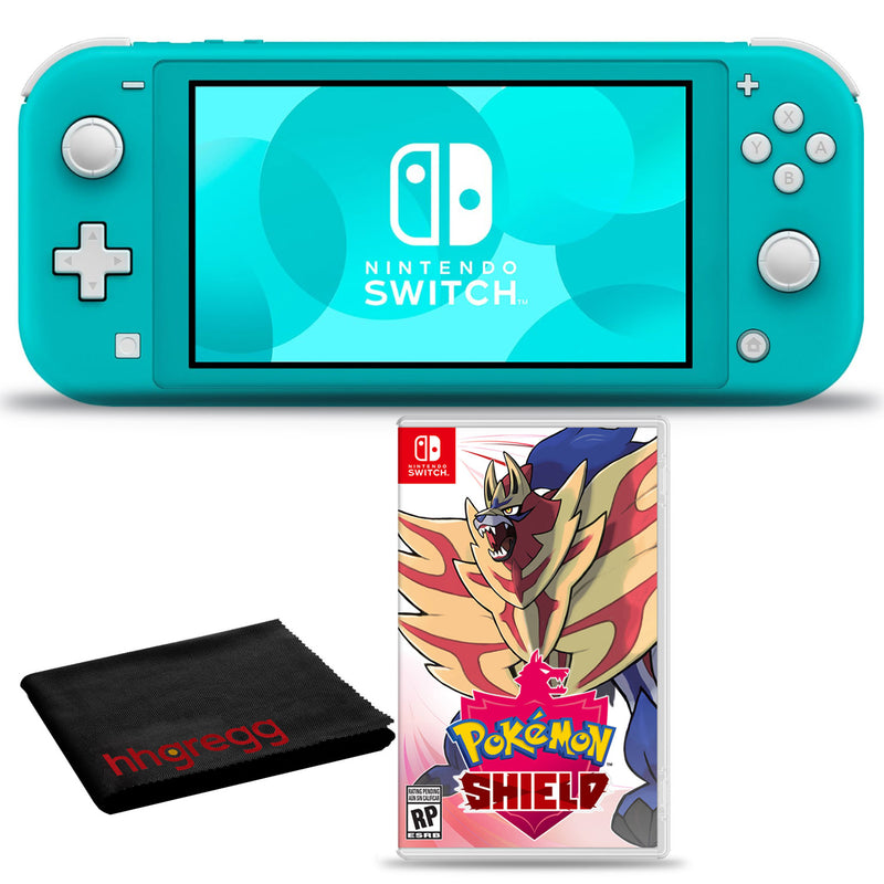 Nintendo Switch Lite (Turquoise) Bundle with Cleaning Cloth + Pokemon Shield