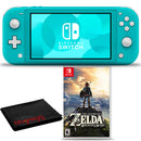 Nintendo Switch Lite (Turquoise) Bundle with Cleaning Cloth + The Legend of Zelda: Breath of the Wild