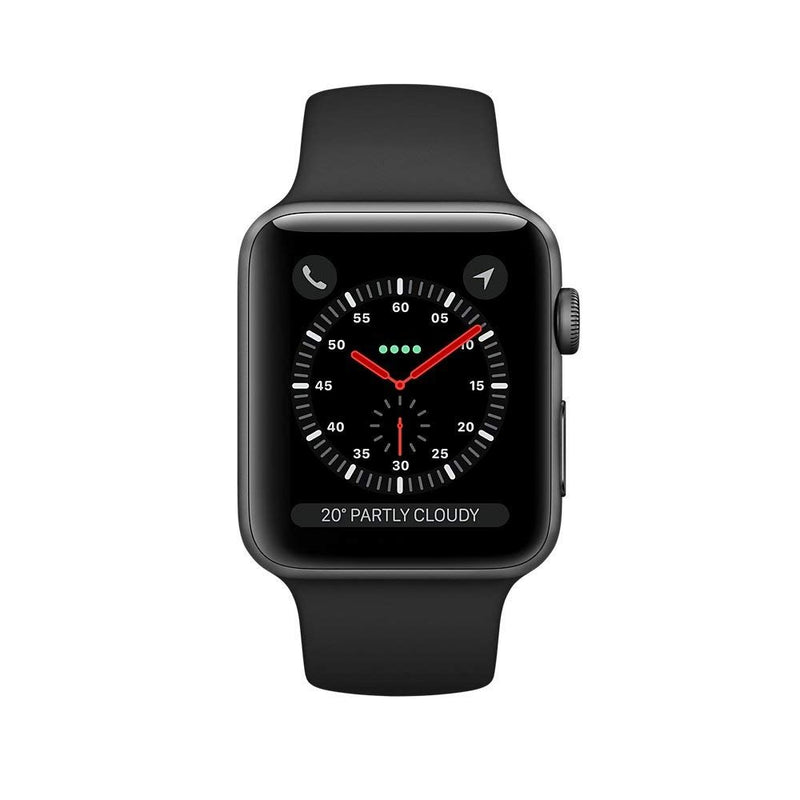 Apple Watch Series 3 (GPS + Cellular), 42mm Space Gray Aluminum Case with Black Sport Band - Grey