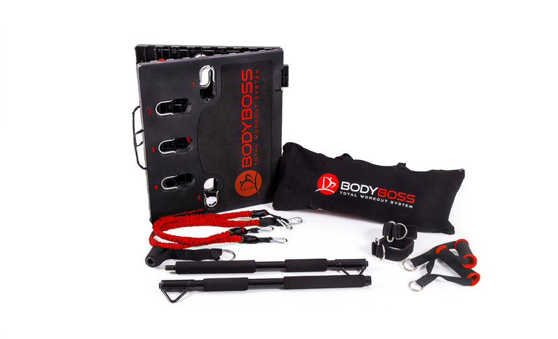 BodyBoss Home Gym 2.0 - Full Portable Gym Home Workout Package - Red