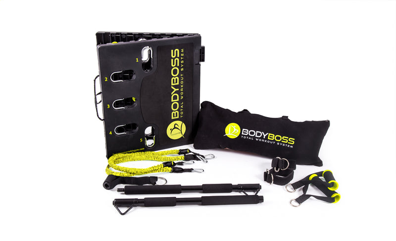 BodyBoss Home Gym 2.0 - Full Portable Gym Home Workout Package - Yellow