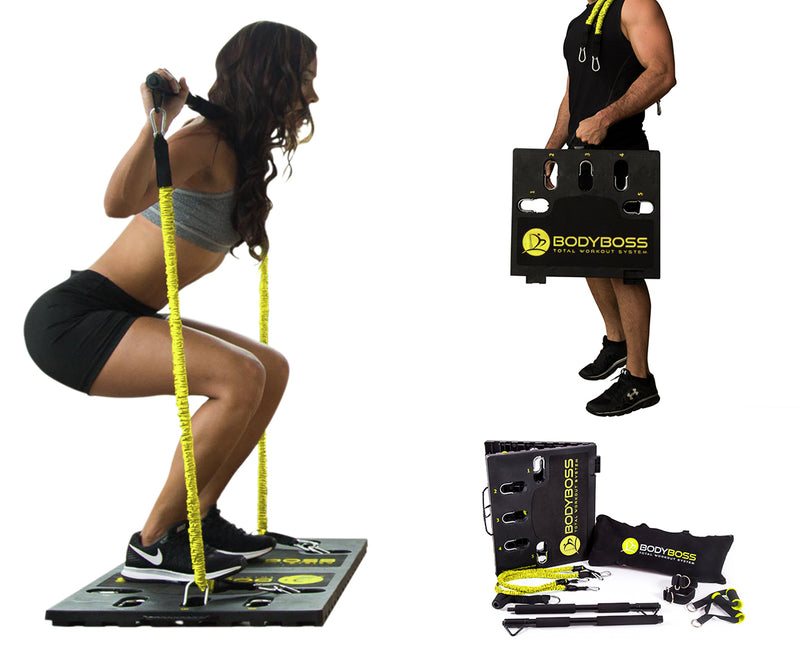 BodyBoss Home Gym 2.0 - Full Portable Gym Home Workout Package - Yellow