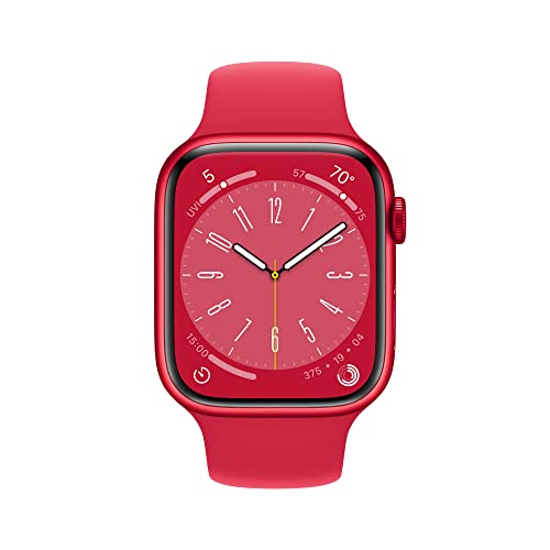 Apple Watch Series 8 [GPS 45mm] Smart Watch w/ (Product) RED Aluminum Case with (Product) RED Sport Band - S/M.