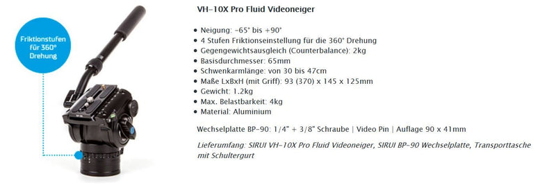 Sirui VH-10X Fluid Video Head